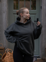 DAMSKA BLUZA Z KAPTUREM OVERSIZED 2.0 - CHARCOAL GRAY